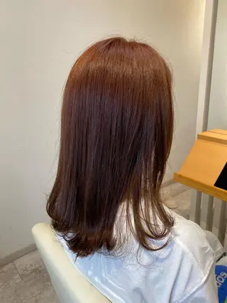 ミディアム カラー ブリーチなしWカラー /酸性ストレート河本のヘアスタイル