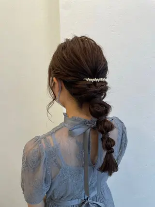 セミロング ヘアアレンジ 縮毛矯正×髪質改善 カラー×クロスパーマのヘアスタイル