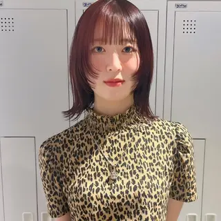 ミディアム カラー ボブ/ダブルカラー 縮毛矯正/支持多数のヘアスタイル