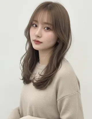 ロング カラー ブリーチなし韓国ヘア レイヤー縮毛🤍渡邉のヘアスタイル