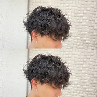ショート カラー パーマ ヘアアレンジ メンズ キッズ 新宿メンズパーマ ヨモギダのヘアスタイル