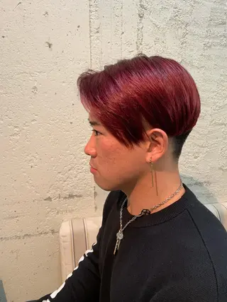 ショート メンズ 髪質改善ストレート/ ブリーチ／渋谷　福田のヘアスタイル