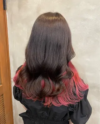 ロング カラー ヘアアレンジ 【ピンク/韓国ヘア/ ヘアセット】亜海のヘアスタイル