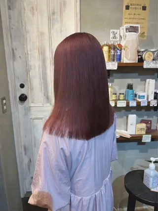 ミディアム カラー mana♡透明感 カラー/縮毛矯正🫧のヘアスタイル