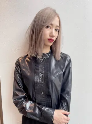 ミディアム カラー Piaコータロー ハイトーン&‪ボブのヘアスタイル