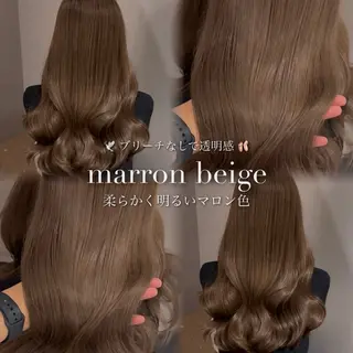 ミディアム カラー パーマ ブリーチなし/ ベージュ/akiraのヘアスタイル