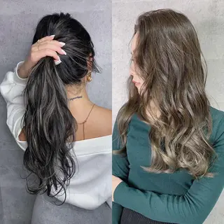 セミロング カラー _WHITE 高槻のヘアスタイル