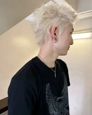 ショート カラー メンズ 丸山渉/パーマ エフェクトブリーチのヘアスタイル