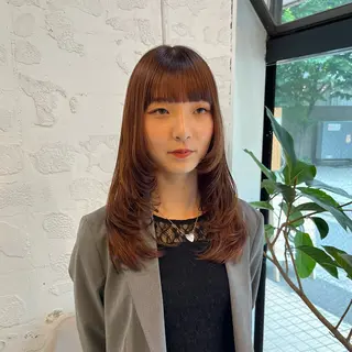 ミディアム カラー GO TODAY SHAiRE SALON 原宿本店所属・ブリーチ/レイヤー ハッシュカット/河内のヘアスタイル
