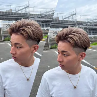 ショート カラー R/🤎 パーマ&ブリーチ🔥のヘアスタイル