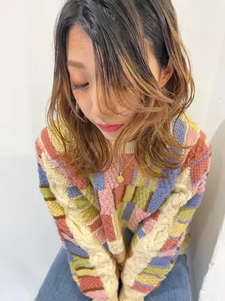 セミロング ホラオク カナエのヘアスタイル
