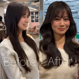 ロング カラー 韓国ヘア×髪質改善 縮毛矯正のヘアスタイル