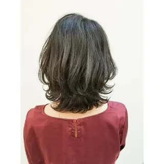 ミディアム パーマ ケアブリーチ、 髪質改善 福士直矢のヘアスタイル