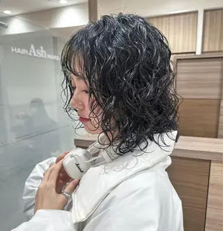 セミロング パーマ hollo原宿所属・パーマ/ハイトーン 🎀Rumiのヘアスタイル