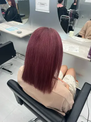 セミロング カラー 👑垢抜け韓国ヘア ハッシュカット唯澄のヘアスタイル