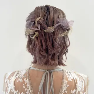 ショート ヘアアレンジ Ayu🍯/名駅/ブ リーチカラー/ヘアメのヘアスタイル