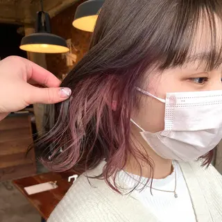 ミディアム benji名駅店所属・透け感カラー/ momo🦕🌱のヘアスタイル