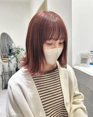 ミディアム カラー 韓国ヘア顔周りカット 艶髪ベージュtamaのヘアスタイル