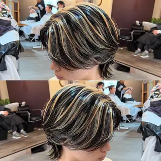 ミディアム カラー メンズ センターパート職人 店長/TSUBASAのヘアスタイル