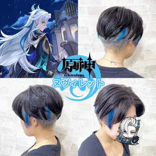 ショート 推しカラー💫 ブリーチ💫若菜覚のヘアスタイル