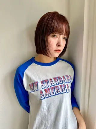 ショート カラー パーマ/透明感カラー /ボブ/吉田一生のヘアスタイル