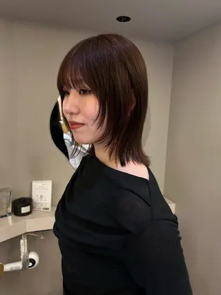 ミディアム カラー yiye   神宮前所属・manami /暖色 /カットモデル募集のヘアスタイル