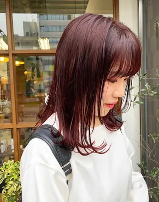 ミディアム カラー クロスパーマ× 透明感カラー✂︎のヘアスタイル