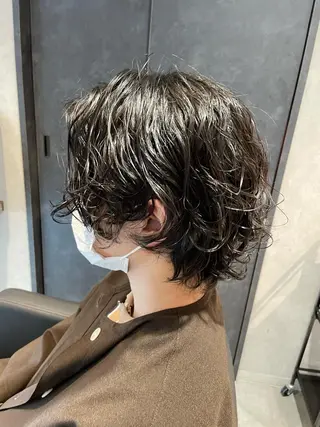 ミディアム パーマ メンズ 宮下 弦也のヘアスタイル