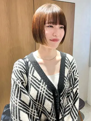 ショート 似合わせぷつっとボブ 縮毛矯正 久保田彩菜のヘアスタイル