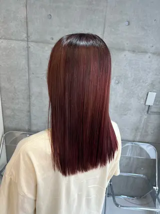 セミロング カラー 👑垢抜け韓国ヘア ハッシュカット唯澄のヘアスタイル