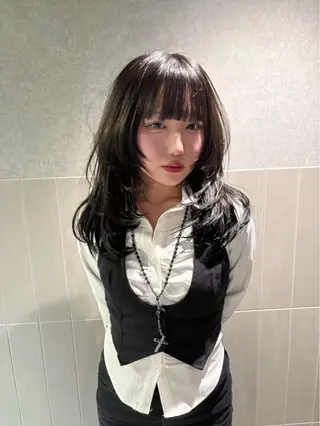 ロング rilas博多所属・博多JYUI/ウルフ ハイトーン/デザインのヘアスタイル