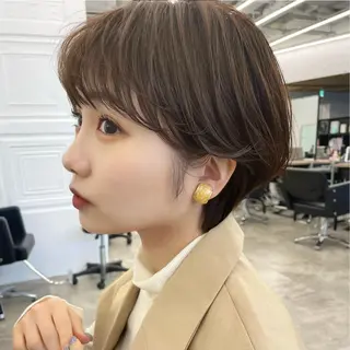 ショート カラー パーマ レイヤー/ショート透 明感カラー/西田祐賀のヘアスタイル