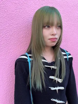 ロング Vicky オリーブ メンズカジュアルのヘアスタイル