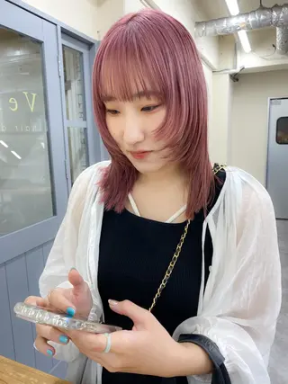 セミロング カラー レイヤー暖色カラー 池袋Yamamotoのヘアスタイル