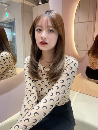 ミディアム レイヤー縮毛矯正 ささきすずね💗のヘアスタイル