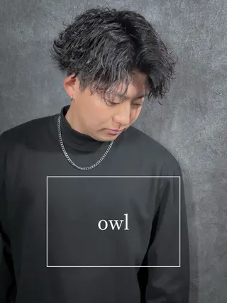 ミディアム パーマ メンズ メンズサロン【owl 心斎橋】難波/アメ村のヘアスタイル