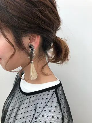 ミディアム カラー ヘアアレンジ GO TODAY SHAiRE SALON岡山所属・Sana/ 耳ツボ/インナーのヘアスタイル