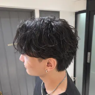 ミディアム メンズ パーマ メンズスタイル✂/ ハイトーン/りゅうのヘアスタイル