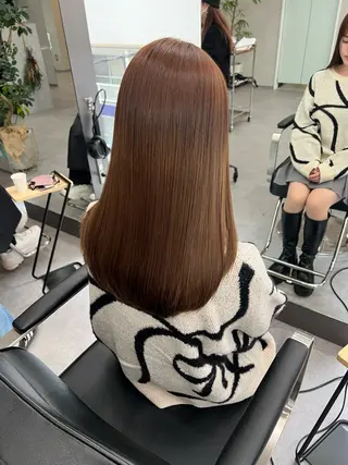 ロング カラー 艶ボブ🤎暖色カラー 縮毛矯正/メンズ💈のヘアスタイル