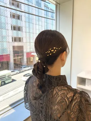 ミディアム ヘアアレンジ 🩰ニシムラヒカリ 半個室salon♡*のヘアスタイル