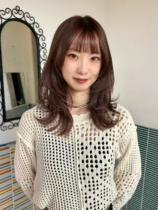 セミロング カラー ヘアアレンジ 縮毛矯正ブリーチ/ ベージュmamiのヘアスタイル