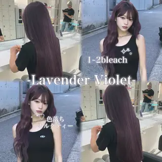 ロング カラー ヘアアレンジ 🫧透明感ラベンダー 似合わせ🫧あい🫧のヘアスタイル