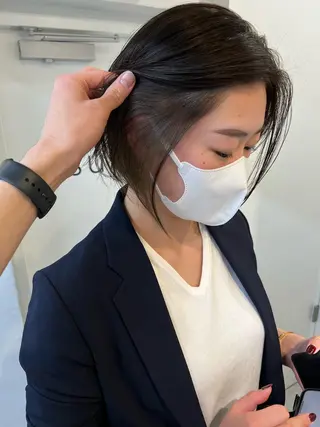 ミディアム 韓国風レイヤーカット グレージュ/大希のヘアスタイル