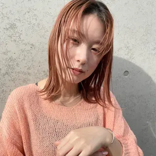 ミディアム カラー 🍊暖色×顔周り 🍊cocoroのヘアスタイル