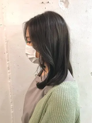 セミロング カラー 木村陸弥 似合わせ 透明感カラー🌿のヘアスタイル