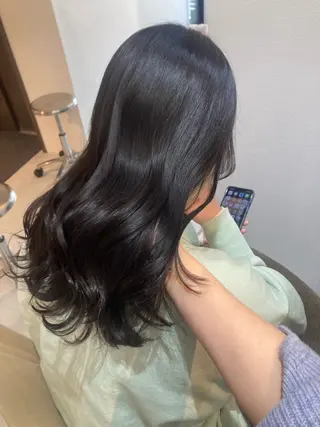 セミロング ✨色持ちの良い艶 カラー✨蟹江真世のヘアスタイル