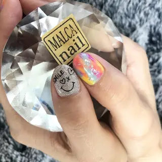 ミディアム カラー パーマ ヘアアレンジ キッズ ネイル マツエク・マツパ MALCAnail(マルカネイル)所属・荒木 莉奈のネイルデザイン