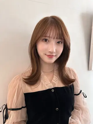 ロング 齊藤政太 顔周り カット 透明感カラーのヘアスタイル