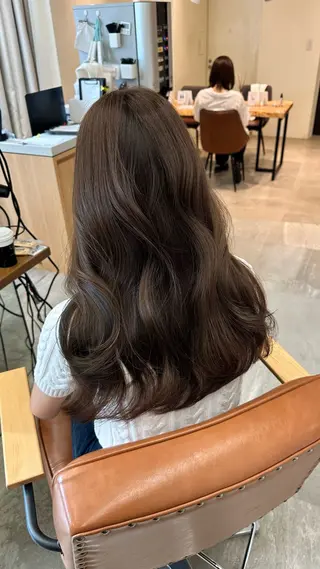 ミディアム カラー ヘアアレンジ 顔周りcut/ 艶ワンカラー♥ちさきのヘアスタイル