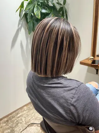 ミディアム カラー nishido ハイライト/メンズのヘアスタイル